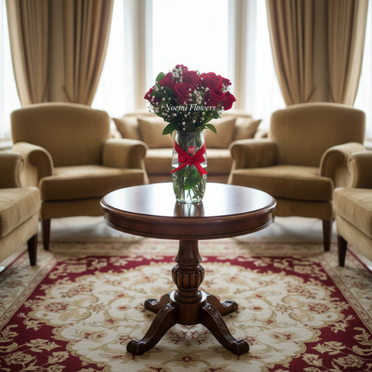 Jarrón de 12 Rosas rojas Amarte - Floristería Noemi Flowers