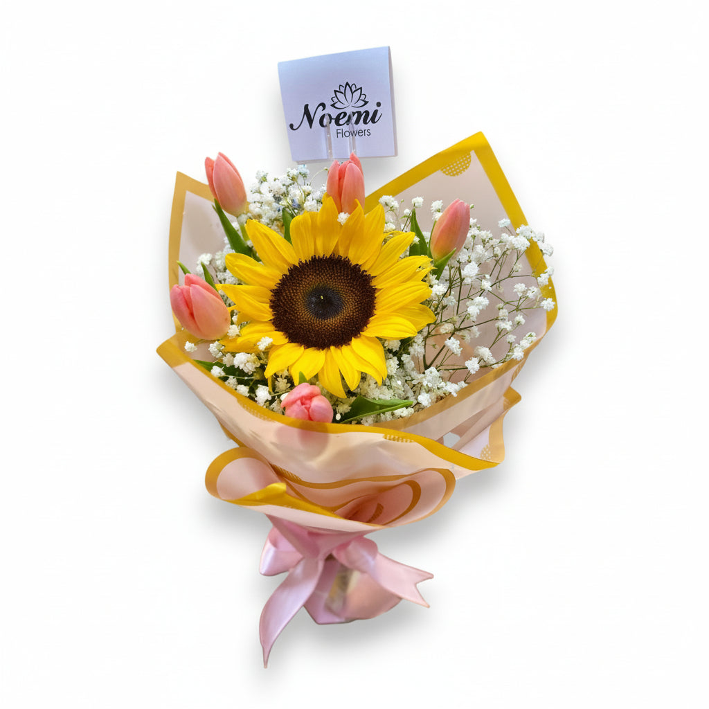 Bouquet de Tulipanes y Girasol - Floristeria Noemi Flowers