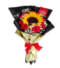 Bouquet confeccionado con rosas, girasol - Floristería Noemi Flowers