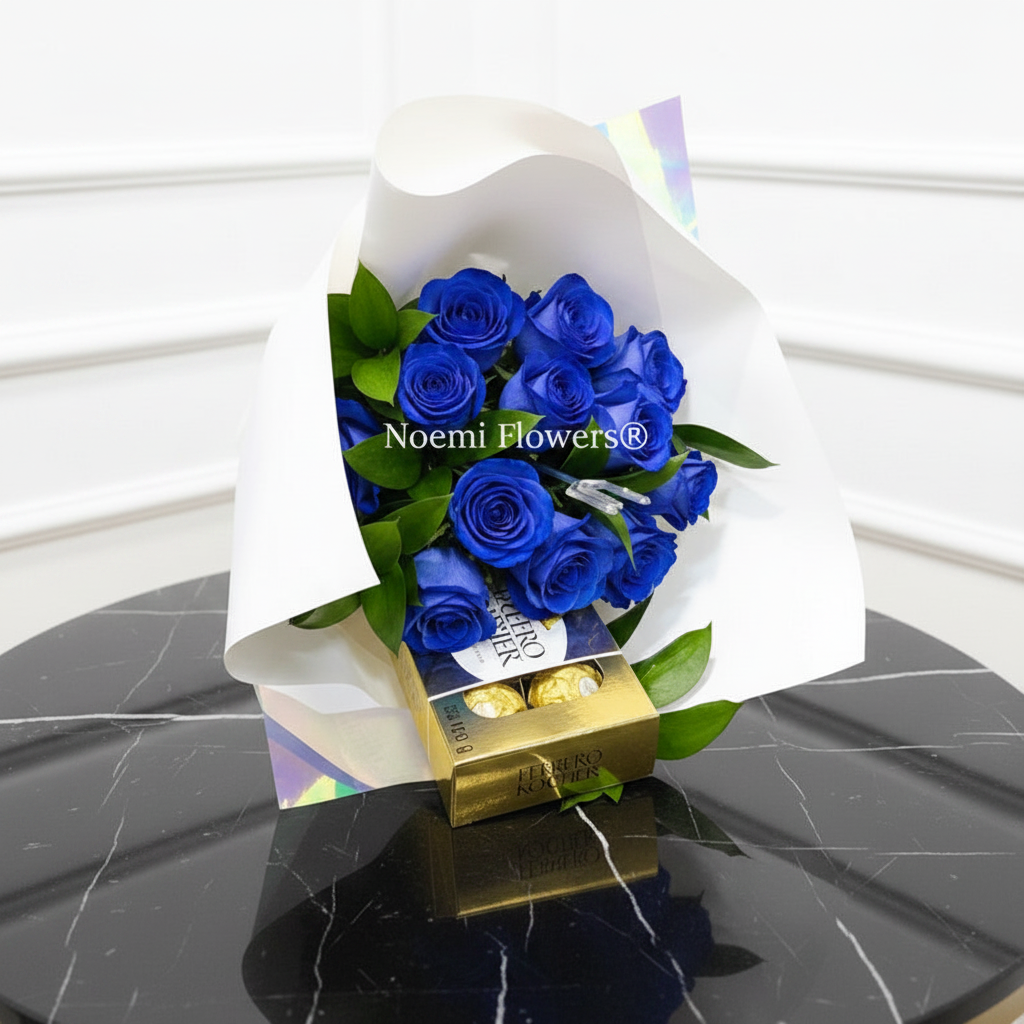 Bouquet de 12 Rosas con Ferrero