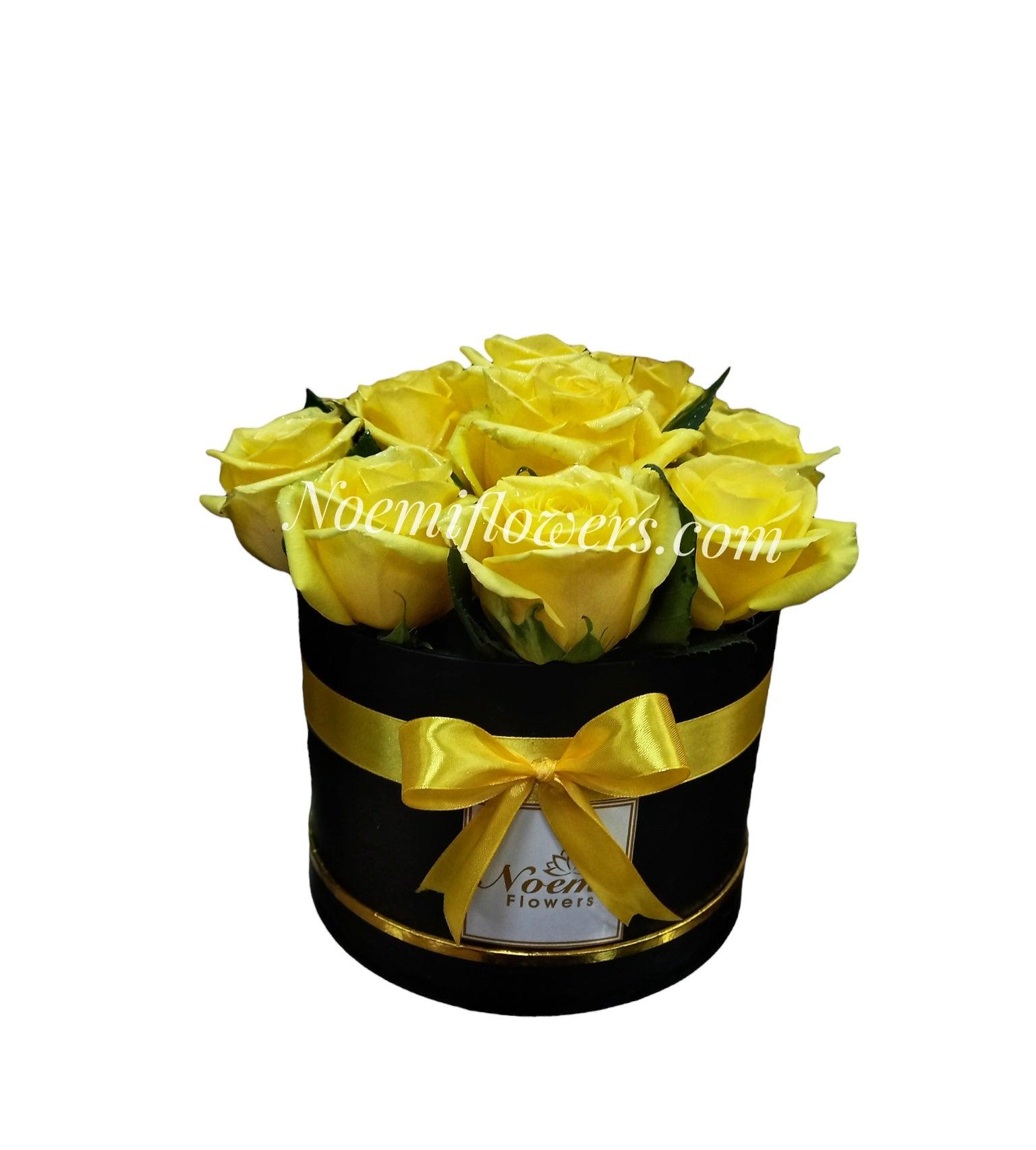 Caja Redonda 9 Rosas - Floristería Noemi Flowers