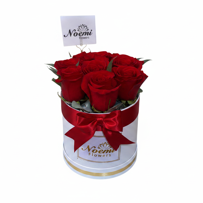 Caja Redonda 9 Rosas rojas