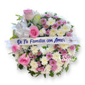 Confeccionado con crisantemos variados, margaritas y rosas - Floristería Noemi Flowers.
