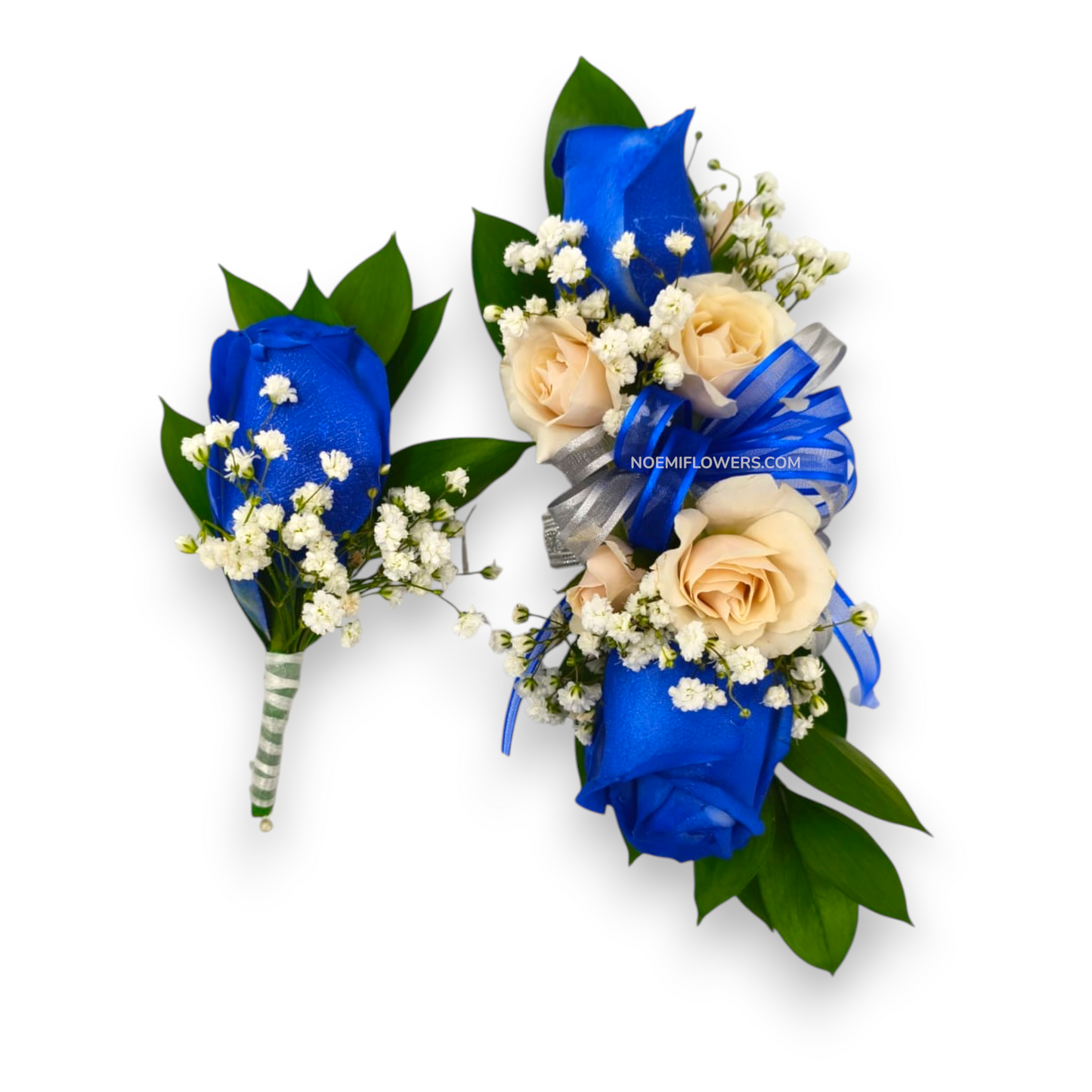 Confeccionado con rosas, mini rosas, gipsofiulia, ruscos - Floristería Noemi Flowers. 