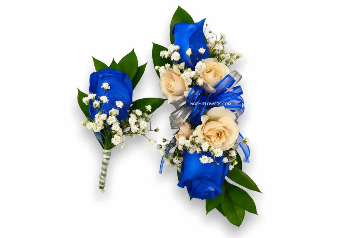 Confeccionado con rosas, mini rosas, gipsofilia, ruscus - Floristería Noemi Flowers. 