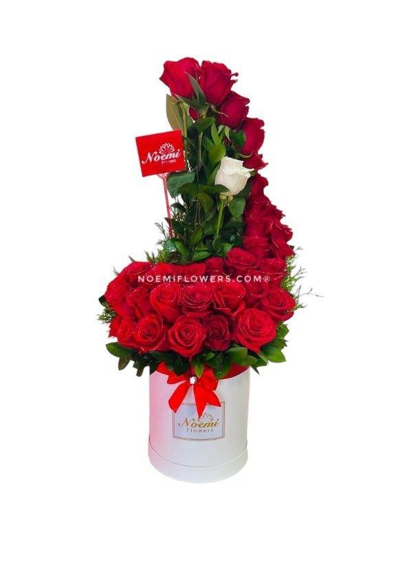 Caja con 40 rosas en forma de espiral - Floristería Noemi Flowers