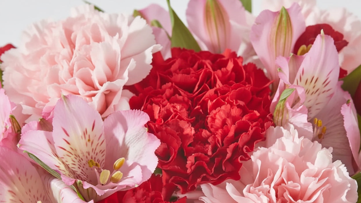 Claveles rojos y rosados