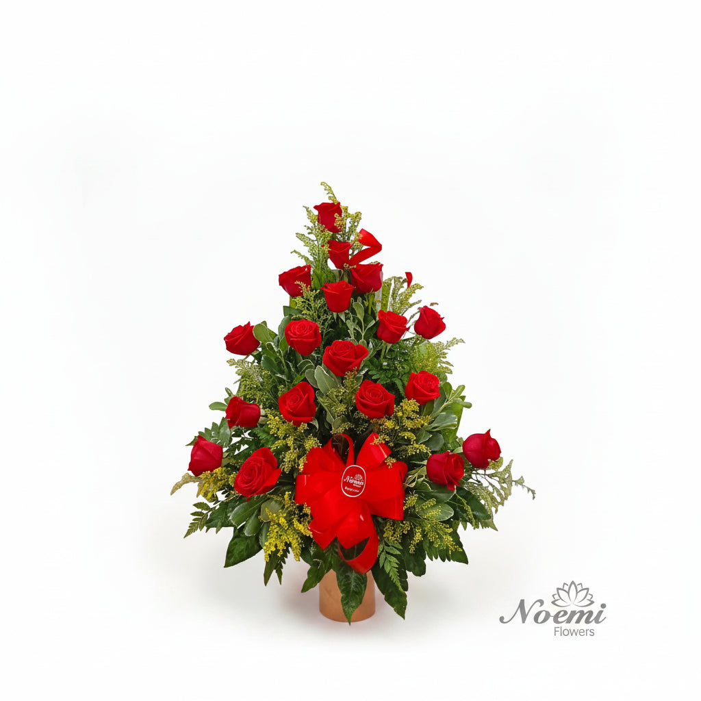 Arreglo regalo con 18 rosas rojas - Noemi Flowers Panamá