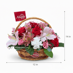 Canasta regalo de rosas, claveles, artromelias, mini rosas - Floristería Noemi Flowers Panamá