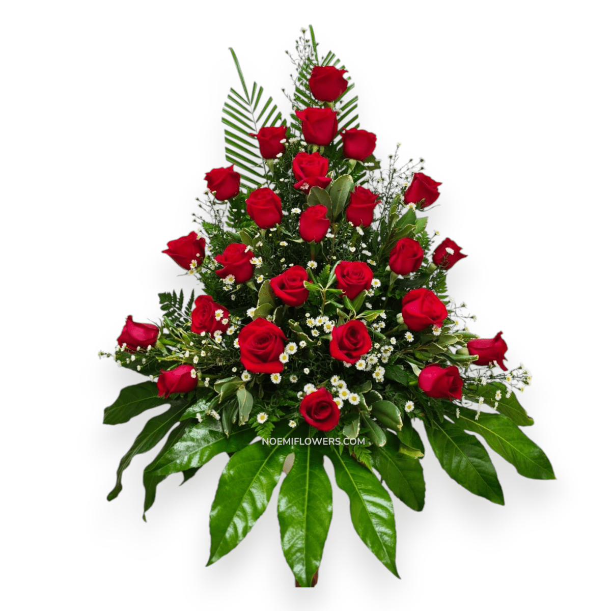Confeccionado con rosas, margaritas y follaje variado - Floristería Noemi Flowers. 