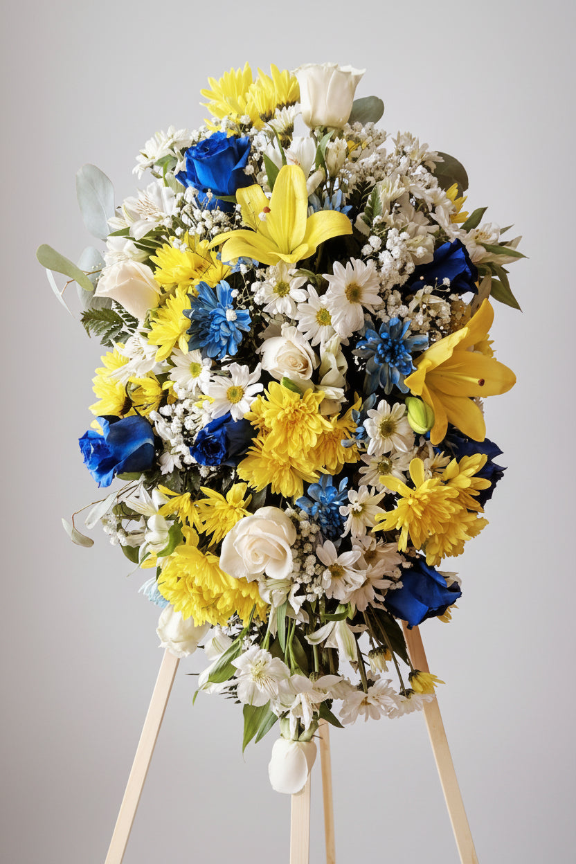 Spray Funebre con rosas y lirios - Floristería Noemi Flowers