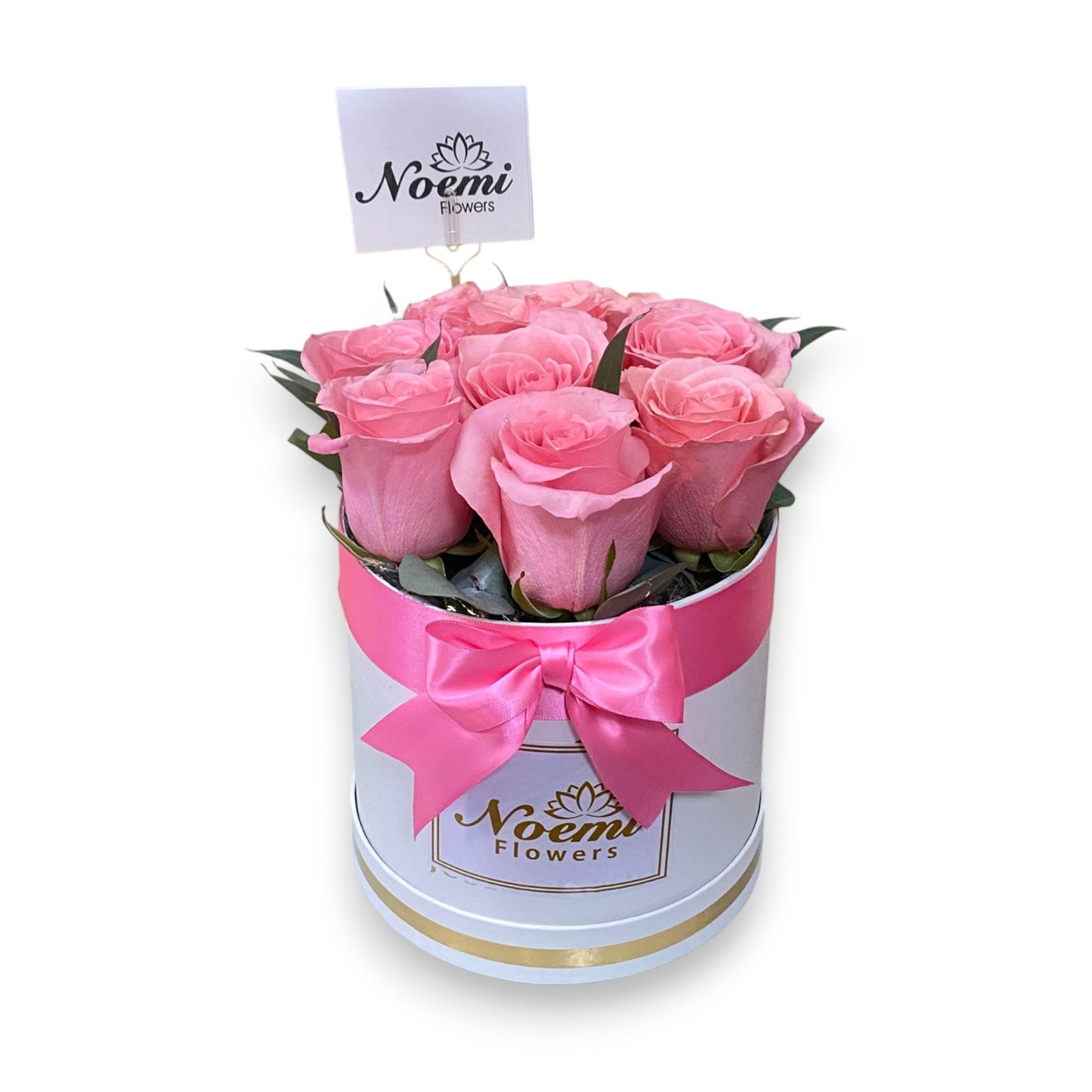 Caja Redonda 9 Rosas - Floristería Noemi Flowers