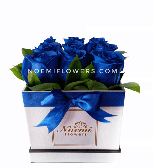 Caja de 9 Rosas Azules Floristería Noemi Flowers