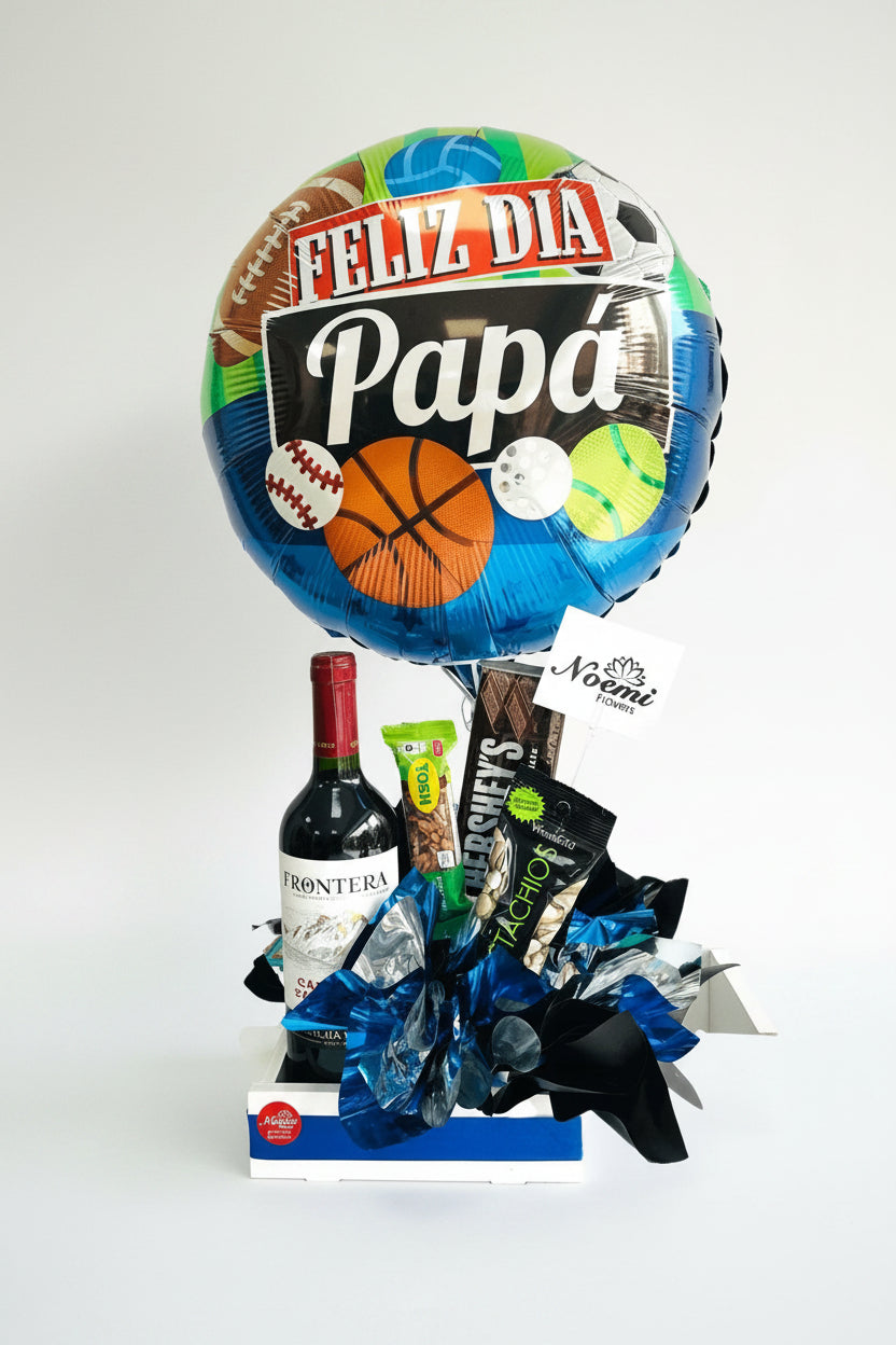 Vino Globo y Snacks Feliz Día Papá - Floristería Noemi Flowers