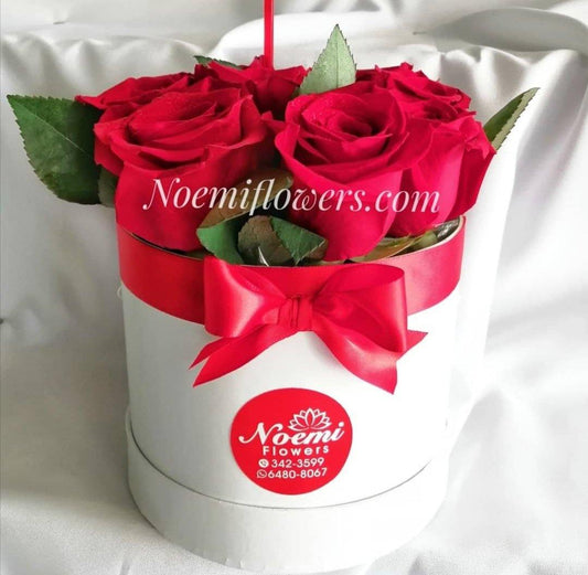 Caja Redonda 9 Rosas - Floristería Noemi Flowers